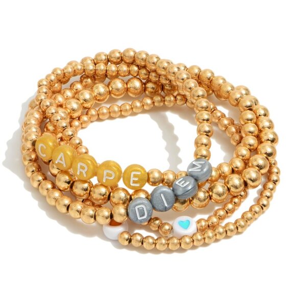 One Blessed Nana Jewelry - ❤️NWT  BOUTIQUE 5 PC  CARPE DIEM Beaded Block Letter Stretch Bracelet